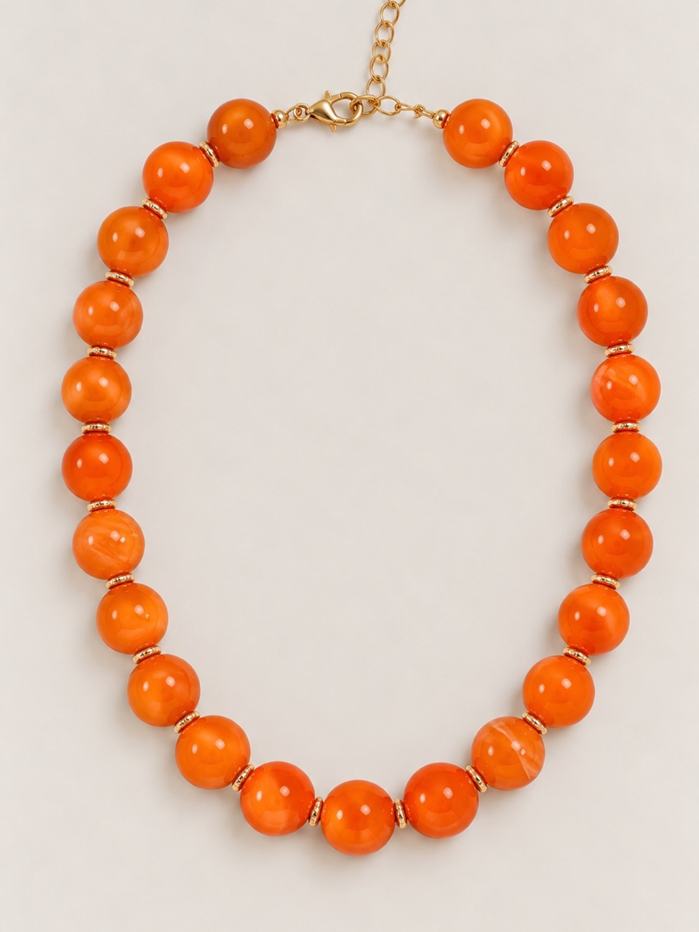 New! Orange Tangerine Lucite Beaded Statement Necklace NWOT